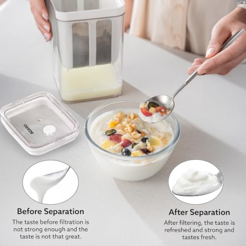 Image of AGARO Greek Yogurt Maker & Curd Strainer, 1100ml BPA-Free Yogurt Strainer with Fine Mesh Filter, Whey Separator for Homemade Greek Yogurt, Curd, Cheese & Dairy