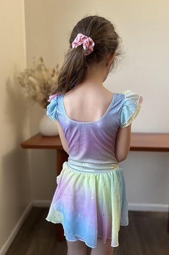 Image of Arshiner Girls Ruffle Sleeve Ballet Dance Dress Tutu Skirted Leotard
