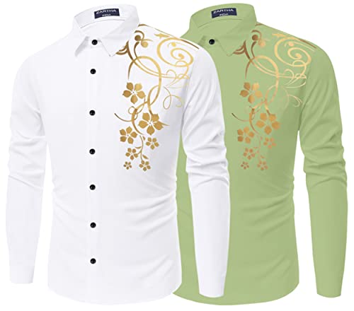 Image of Combo of Men Cotton Polyester Blend Regular Fit Striped Full Sleeve Casual Shirt Pack of 2