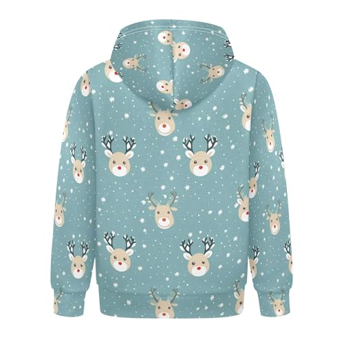 Kids Hoodies Sweaters Christmas Xmas Elk Deer Hooded Sweatshirts with Big Pockets for Boys Girls B04002752