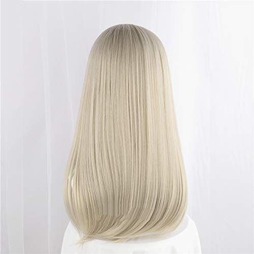 Retouching the Face Long Straight Synthetic Hair Natural Lolita Japanese Cosplay Party Sweet Wigs (Gold)