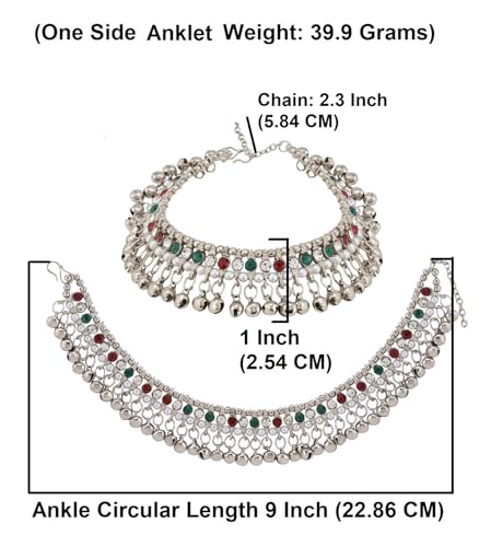 Efulgenz Indian Bridal Anklets for Women Ghungroo Jhanjara Anklet Bollywood Faux Kundan Pearl Ankle Bracelets Set Bell Anklets for Women 5