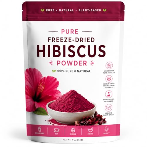 100% Pure Hibiscus Powder – Food Grade Freeze-Dried Superfine Hib...