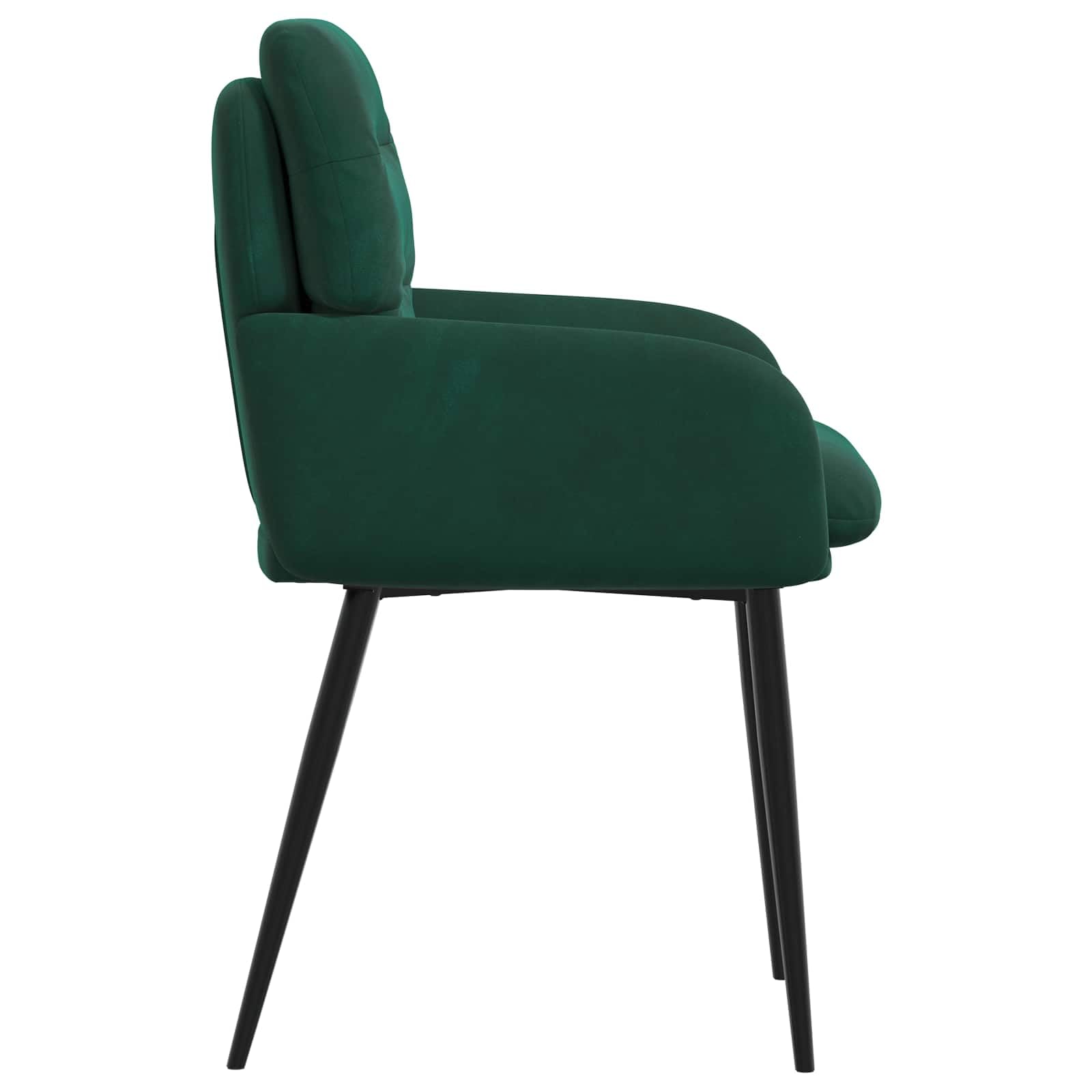Krzesło do jadalni, zestaw 6 sztuk, aksamitne, ciemnozielone z podłokietnikami, ergonomicznie wyściełane, nowoczesne wzornictwo, stabilna metalowa rama, wygodne siedzisko, idealne do jadalni