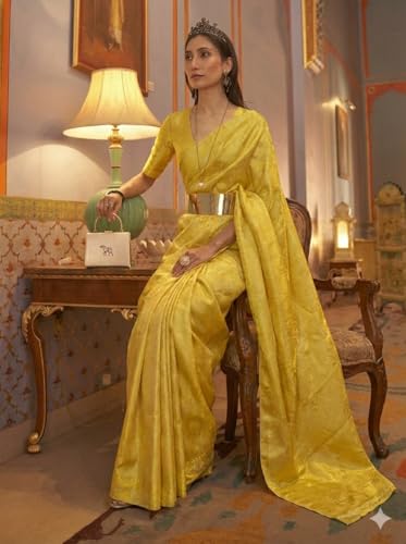 Image of SWORNOF Women's Banarasi silk Saree With Unstitched Blouse Piece