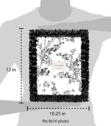Image of Laura Ashley 8x10 Black Flower Textured Hand-Crafted Picture Frame w /Easel