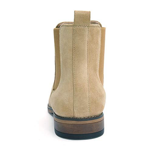 Temeshu Men's Chelsea Slip-on Suede Boots, Genuine Leather Boots, Waterproof Casual Oxford Dress Ankle Bootie MS053