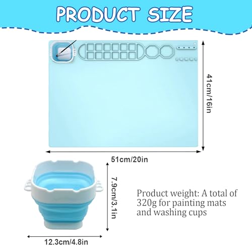 Kujinova Silicone Craft Mat, 20"16" Silicone Painting Mat, Painting Station Mat, Silicone Painting mat for Kids, for Crafting Watercolour Painting Cutting Art Creation Clay and DIY Projects - Image 2