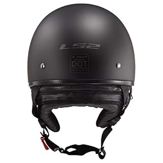 LS2 Helmets Bagger Motorcycle Half Helmet (Matte Black - Large)