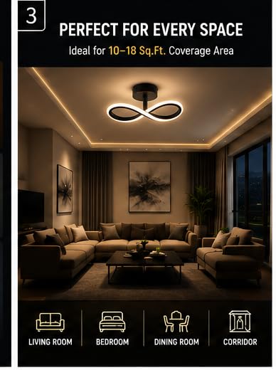 Image of Infinity 50W LED Ceiling Light | 3 Color Modes | Warm White, Neutral & Cool White | Modern Decorative Ceiling Light