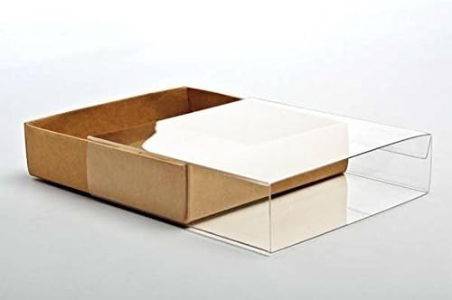 25 cajas estacionarias de papel kraft con fundas transparentes, 3 3/4 pulgadas x 1 pulgada x 5 3/8 pulgadas (A1)