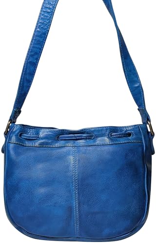 Image of RUSTIC TOWN Leather Shoulder Bag for Women - Washed Leather Travel Sling Bag Crossbody Purse Hobo Handbags Satchel for Ladies