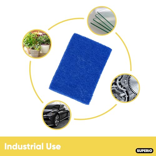 Image of Scouring Pad Non-Scratching Scrubber Non-Scratch Cleaning Scrub Pads, Heavy Duty Scouring Pad, Reusable Kitchen Scrubbing Pad Pack of 3, Blue, By Superio