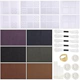 FREEBLOSS Sashiko Patchwork Ausbesserungsset Sashiko Set Mit Vorlage Denim Patchworkstoff Mit Selbstklebendem Wasserlöslichem Stabilisator Stickübertragungsmuster (Punkte)