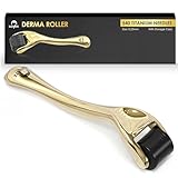 Elevate Derma Roller 0.25mm with 540 Titanium Microneedle Roller for Women & Men - Gold Roller for Face Skin Hair & Beard - Includes Storage Case