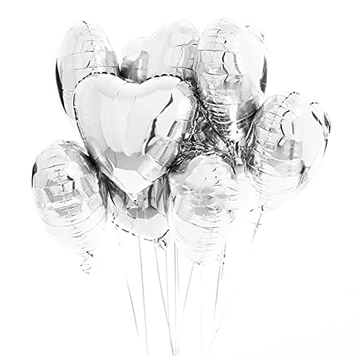 20 Stück Herz Luftballons Silber 18 Zoll Herz Ballons Folienballon Heliumballons Herzform Party Deko Cover