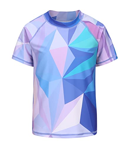 Image of Girls Rash Guard Swimsuits Short Sleeve Swim Shirt for Kids Girls One Piece Bathing Suit Swimwear 7-16 Years