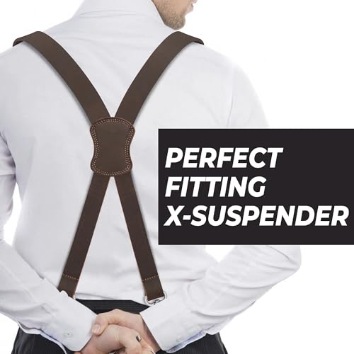 Image of Grain Buffalo Leather Suspender for Men | 0.2 inches thickness | Western Heavy Duty Dress Suspender