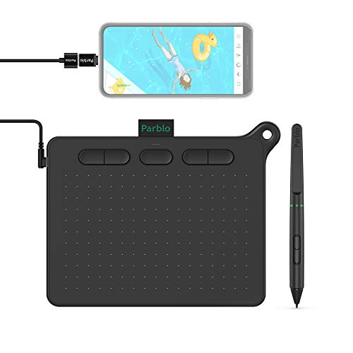 Parblo Ninos S 6 x 4 inch grafische tablet OSU! Spelen, 5 Express toetsen met batterijvrije pen - Ideaal voor thuiskantoor & e-learning (zwart)