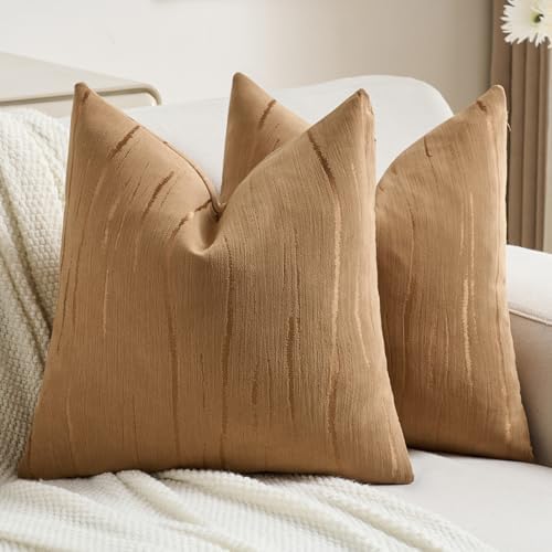 FUTEI Pack of 2 Chenille Decorative Throw Pillow Covers 18x18 Inc...