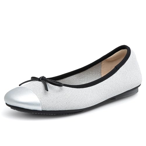 Women's Bow Ballet Flats - Round Toe Comfort Flats for Office/Daily Wear