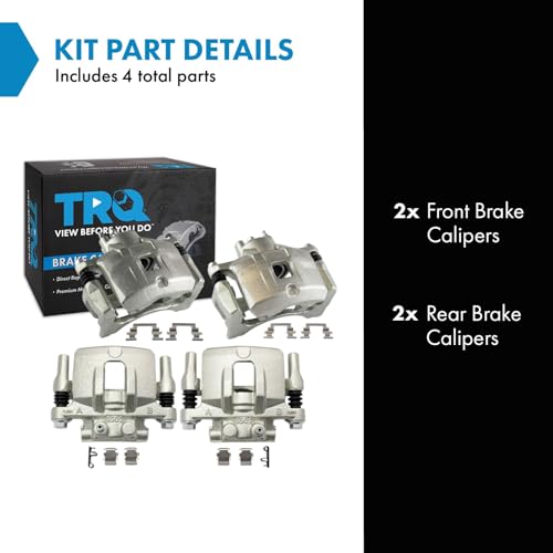 Image of TRQ Front and Rear Brake Caliper Set Zinc Coated Brackets Compatible with 2011-2014 Chrysler 200 2007-2010 Sebring 2008-2014 Dodge Avenger 2007-2017 Jeep Compass Patriot