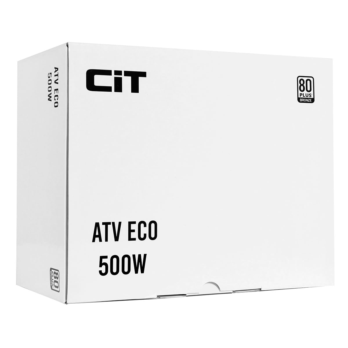 CiT ATV Eco 500W 80 Plus Bronze 230V Fuente de alimentación (no Incluye Cable de alimentación) – 500 W ATV Eco, Totalmente cableado, PFC Activo, riel único, Ventilador de 120 mm, Fuente de