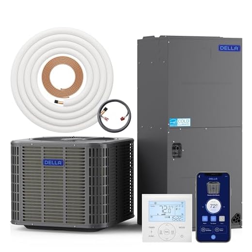 DELLA 47,000 BTU Ducted Central Air Conditioner with Air Handler, Heat Pump Inverter System, 18 SEER2 230V, WiFi Thermostat, Two-Stage Compressor, Pre-Charged,Alexa & Wifi Control,16ft Kit
