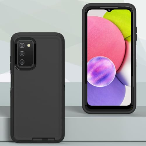 Image of Case for Galaxy A03S, Heavy-Duty Tough Rugged Shockproof Drop Protective Cover Cases for Samsung Galaxy A03S, Black