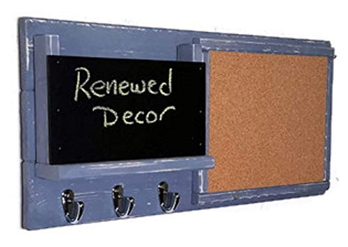 Fox Chase Organizer - Available In 20 Colors - Shown In Slate Gray - Farmhouse Style Corkboard, Chalkboard, Mail Organizer And Key Hooks, Wall Mounted Entryway Organizer, Rustic Home Decor #TOP1