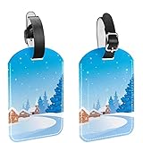  Etichette per bagagli 2 Pack Snow Hut PU Leather Bagaglio Tag Protezione Privacy