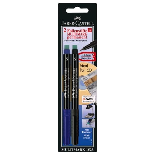 Faber Castell 156296"Multimark" Permanent S Marker- Blå/Svart (förpackning med 2)