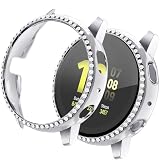 FitTurn Bling Bumper Case Compatible with Samsung Galaxy Watch Active2 40mm 44mm Crystal Diamonds Plate Protector Case Cover Scratch Resistant Shock Slim TPU Shell for Galaxy Active2(Silver,R820-44mm)