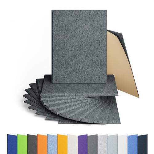 Amantech 12 Pack Acoustic Panels Self Adhesive Sound Proof Foam, High Density Sound Acoustic Panel, 16X12X0.4 Inch 4:3 Rectangle Panels in Home, Office, Reccording Room, Studio (Moonlight Grey)
