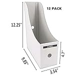 HUAPRINT Magazine File Holder(12 Pack,White)-Folder Holder,Desk File Organizer,Document Holder Box,Magazine Storage Box,With Labels - Image 2
