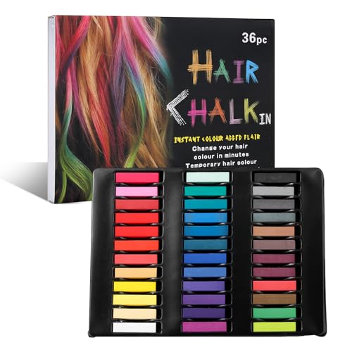 Temporary Hair Chalk Comb Hair Color Dye for Girls Kids, Washable Hair Chalk for Girls Age 4 5 6 7 8 9 10-12 Birthday Christmas Cosplay Hair DIY Party(36 Colors)