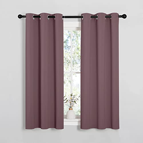 Image of NICETOWN Window Curtain Panels, Dry Rose, 1 Pair, 34 by 54-inch, Thermal Insulated Solid Grommet Blackout Draperies /Drapes for Basement