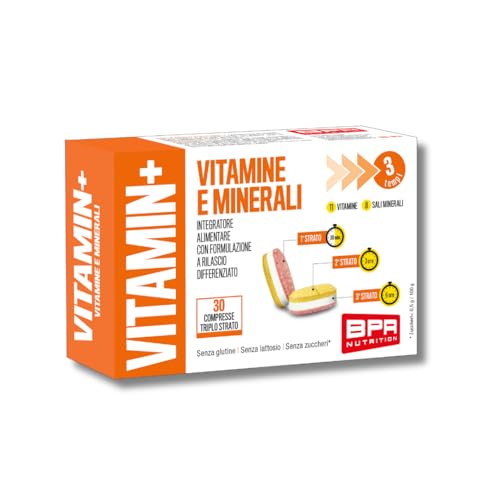 BPR Nutrition - Vitamin+ Integratore Multivitaminico Completo a Rilascio Differenziato- Magnesio,Vitamina B12 e Biotina 30 Compresse