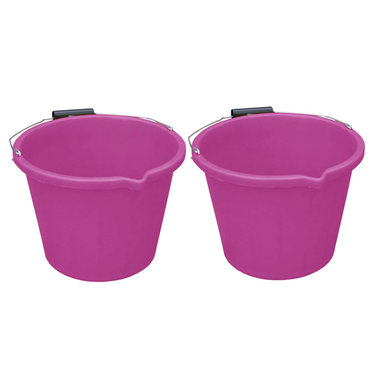 M1ss Pink Set Of 2- Plastic Builders Bucket 3 Gallon 14 Litre Water Mixing Storage Strong With Measuring Guide, Handle And Spout (Made In U.k)