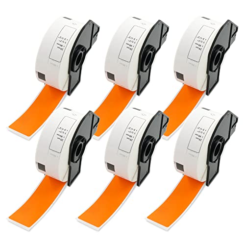 Étiquettes DK-1201 compatibles Brother QL pour un étiquetage thermique orange haute visibilité