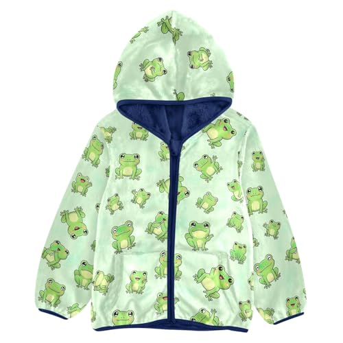Cute Green Frogs Toddler Boy Comfy Warm Sweatshirt Jacket with Polar Fleece Lining 3T