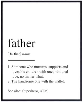 Father Definition Typography Wall Art, Home Decor - Inspirational...