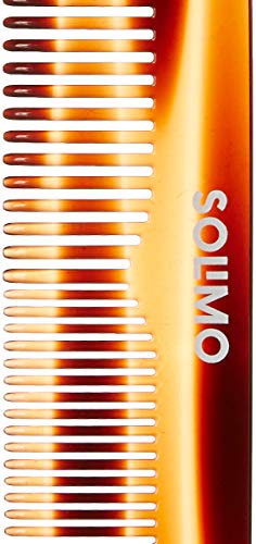 Image of Amazon Brand - Solimo Handmade Turtle Shell Brown Long and Easy-Grip Fine-Tooth Comb, 17 cm x 3 cm