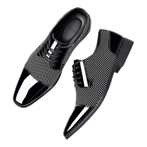 Yummsion Zapatos Formales De Negocios para Hombres,Zapatos Negros Hombre Vestir Traje,Zapatos De Charol Hombre,Antideslizante,CóModo,Antiolor,FáCil De Limpiar,para Negocios E Informal