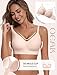 OEAK Womens Comfortable Bra Push Up Bras Wireless Support Lift Brassiere V Neck Full Coverage Everyday Seamless Tshirt Bras Nude XXL Plus