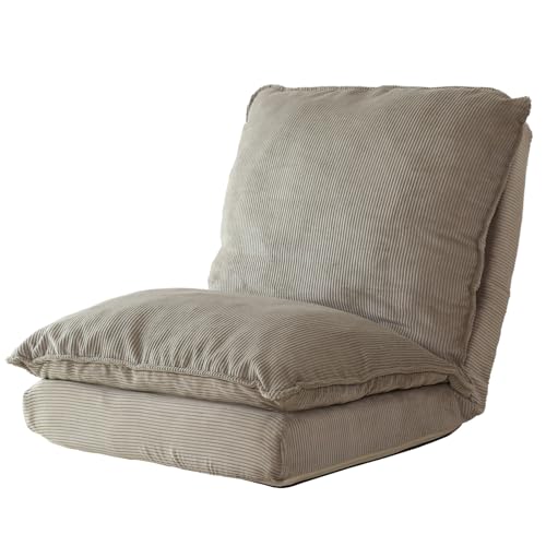 DORIS ドリス 座椅子 リクライニング 14段ギア 折り畳み ポケットコイル コンパクト 極厚 1人掛け 座椅子ソファー 2重クッション フロアチェア コーデュロイベージュ クエル【17686】