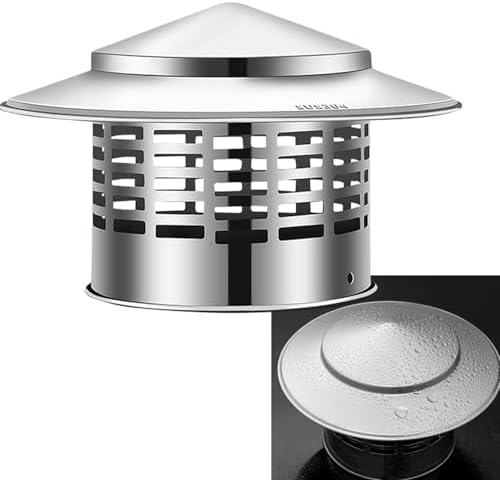 304 Stainless Steel Chimney Rain Cap - Round Fireplace Flue Cover (1.6-3.9 in) with Screen, All-Weather Exhaust Vent Cap, Easy Install for Efficient Chimney Protection