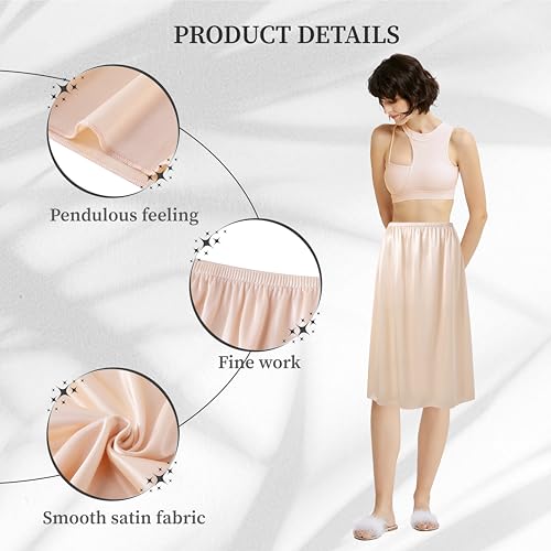 Coucoland Half Slips for Under Dresses - 3 Pieces Shirt Extenders Elastic Waist Underskirt Comfortable Adjustable Half Slip2