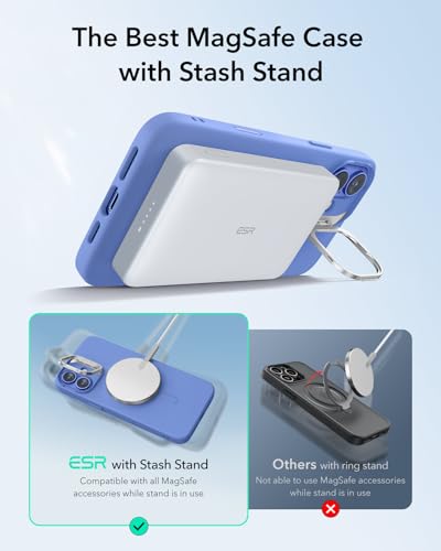 Image of ESR for iPhone 16 Case, Camera Control Button Silicone Case with Stand, Compatible with MagSafe, Built-in Camera Stash Stand, Magnetic Phone Case, Cloud Series, Ultramarine