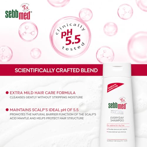 Image of Sebb Med Hair Care Everyday Shampoo | pH 5.5 Clinically Tested | Soothing Shampoo for Sensitive Scalp | Hydrating & Mild Formula for Daily Use